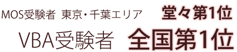 MOS受験者東京・千葉エリア第1位、VBA受験者 全国第１位