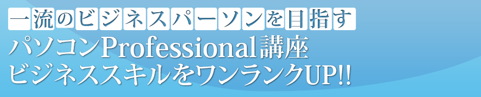 パソコンProfessional講座
ビジネススキルをワンランクUP!!