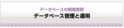 データベースの開発実習 データベース管理と運用
