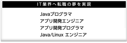 IT業界へ転職の夢を実現　Javaプログラマ アプリ開発エンジニア アプリ開発プログラマ Java/Linux エンジニア